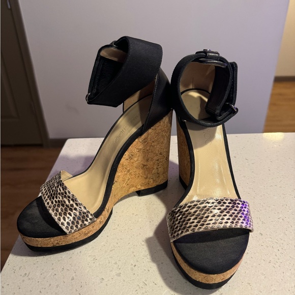 Jimmy Choo Neston Snakeskin Wedge Sandal - Picture 2 of 2